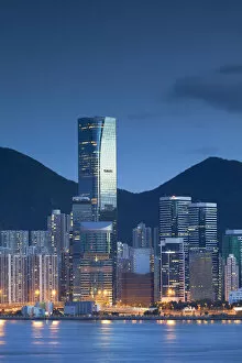 Images Dated 30th September 2014: One Island East skyscraper and apartment blocks at dusk, Tai Koo, Hong Kong Island