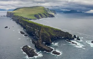 Images Dated 17th January 2022: The island of Mykines seen from the helicopter. Faroe Islands