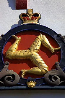 Images Dated 16th August 2013: Isle of Man Triskelion on Buillding, Isle of Man