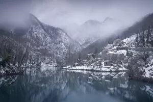 Images Dated 11th June 2021: Isola Santa in the Apuan Alps after a snowstorm. Apuan Alps, Tuscany, Italy