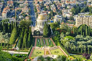 Israel, Haifa District, Haifa. Baha i Gardens and the Shrine of the Bab, and buildings