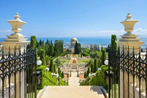 Images Dated 8th February 2019: Israel, Haifa District, Haifa. The Shrine of the Bab at the Baha i Gardens