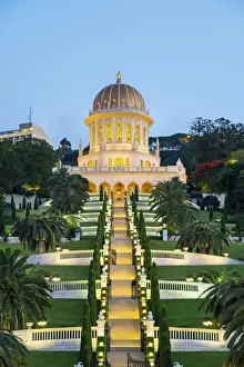 Israel, Haifa District, Haifa. Shrine of the Bab and lower terraces of the Baha i