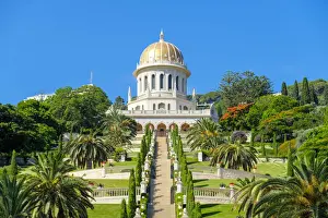 Israel, Haifa District, Haifa. Shrine of the Bab and lower terraces of the Baha i