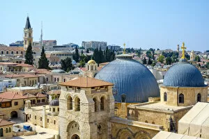 Images Dated 8th February 2019: Israel, Jerusalem District, Jerusalem. High-angle view of the Church of the Holy Sepulchre