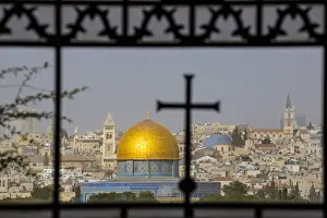 Israel Prints: Israel, Jerusalem, Dome of the Rock as seen from Dominus Flevit Church