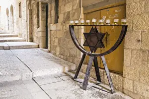 Walled City Prints: Israel, Jerusalem, Old City, Street in Jewish Quarter, Menorah