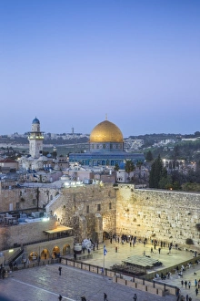 Israel, Jerusalem, Old City, Temple Mount, Dome of the Rock and The Western Wall