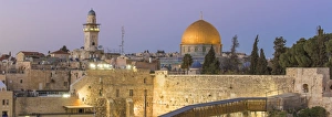 Israel, Jerusalem, Old City, Temple Mount, Dome of the Rock and The Western Wall
