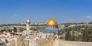 Israel, Jerusalem, Old City, Temple Mount, Dome of the Rock and The Western Wall