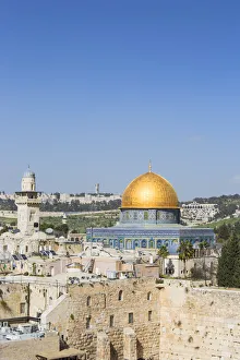 Israel, Jerusalem, Old City, Temple Mount, Dome of the Rock and The Western Wall