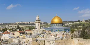 Israel, Jerusalem, Old City, Temple Mount, Dome of the Rock and The Western Wall