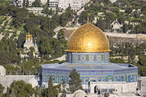 Religious Site Collection: Israel, Jerusalem, View of Dome of the Rock on Temple Mount and the Mount of Olives