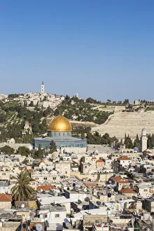 Israel, Jerusalem, View of the Old City, Dome of the Rock on Temple Mount