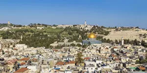 Religious Site Collection: Israel, Jerusalem, View of the Old City, Dome of the Rock on Temple Mount, and the
