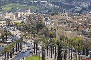 Israel, Jerusalem, View of Old Ciy looking towards Damascus Gate