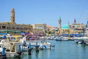 Images Dated 8th February 2019: Israel, North District, Upper Galilee, Acre (Akko). Khan al-Umdan, Sinon Basha Mosque