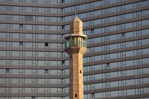 Tel Aviv Prints: Israel, Tel Aviv, beachfront, Hassan Beq Mosque