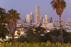 Israel Prints: Israel, Tel Aviv, Jaffa, downtown buildings viewed from HaPisgah Gardens Park