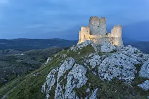 Historic Landmark Prints: Italy, Abruzzo, Rocca Calascio a medieval castle in the summer night