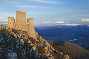 Italy, Abruzzo, Rocca Calascio. The ruins at sunset