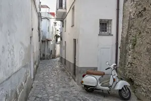 Italy, Amalfi Coast, Ravello. Vespa scooter in the old town