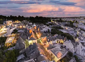 Italy. Basilicata, Matera, Sassi (Unesco world heritage site)evening