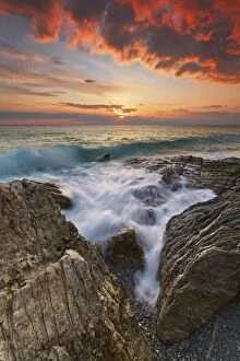 Italy, Calabria, Sunset at Leucopetra Cliff