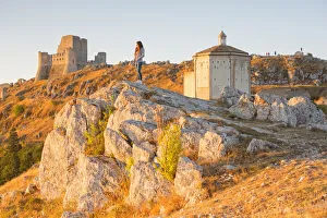 Girl Prints: Italy, Central italy, Abruzzo, Aquila district, Rocca Calascio