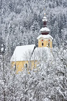 Udine Prints: Italy, Friuli Venezia Giulia, Alpine church in Fusine near the border with Austria