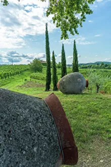 Images Dated 13th December 2022: Italy, Friuli Venezia Giulia. Amphorae symbolizing the Ribolla gialla wine from Oslavia