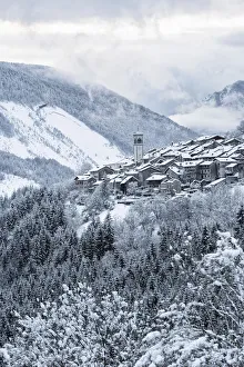 Pordenone Prints: Italy, Friuli Venezia Giulia, Dolomites, Erto after an intense snowfall