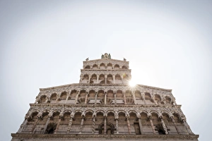 Tuscany Prints: Italy, Italia. Tuscany, Toscana. Lucca district. Lucca. facade of San Michele, church