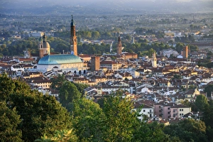 Overhead Prints: Italy, Italia. Veneto. Vicenza. The town from Monte Berico