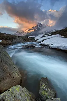 Passo Gavia Prints: Italy, Italian Alps, Lombardy, Sunset in Stelvio National Park