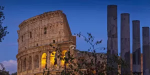 Italy, Lazio, Rome, The Colosseum illuminated at night