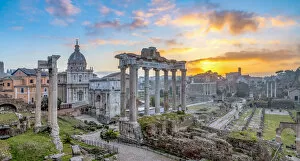 Italy, Lazio, Rome, Forum at sunrise