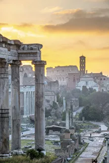 Italy, Lazio, Rome, Forum at sunrise