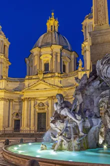 Italy, Lazio, Rome, Parione, Piazza Navona, Fontana dei Quattro Fiumi, Fountain of