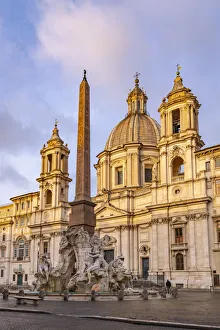 Italy, Lazio, Rome, Ponte, Piazza Navona, Fontana dei Quattro Fiumi, Fountain of