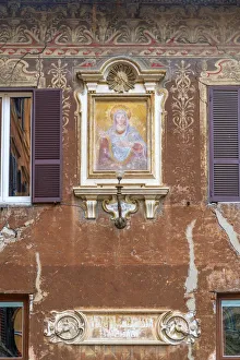 Madonnella Prints: Italy, Lazio, Rome, Regola, off Campo dei Fiori, Street shrine, Madonna Stradarole