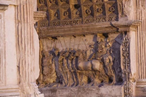 Images Dated 13th January 2015: Italy, Lazio, Rome, Via Sacra, Reliefs on The Arch of Titus - Arch di Tito at the