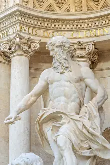 Italy, Lazio, Rome, Trevi Fountian, Oceanus statue