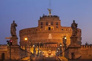 Images Dated 1st November 2014: Italy, Lazio, Rome, View of St. Angelo bridge and Castle St. Angelo (Hadrians Mausoleum)