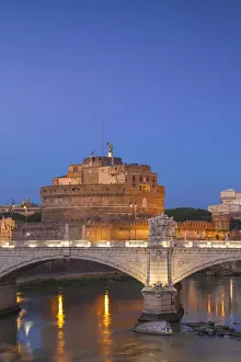 Vittorio Emanuele Prints: Italy, Lazio, Rome, View of Vittorio Emanuele II Bridge and Castle St