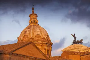 Domed Prints: Italy, Lazio, Rome, Vittorio Emanuele II Monument with two statues of the goddess