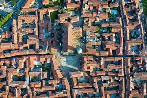 Italy, Lombardy, Bergamo, Urgnano, Elevated view of the town centre