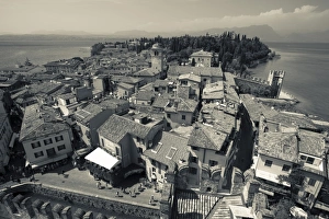 Roof Top Prints: Italy, Lombardy, Lake District, Lake Garda, Sirmione, town view from Castello Scaligero
