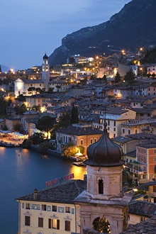 Italy, Lombardy, Lake District, Lake Garda, Limone sul Garda, aerial town view