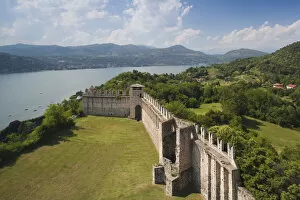 Images Dated 23rd October 2009: Italy, Lombardy, Lake Maggiore, Angera, La Rocca fortress, walls